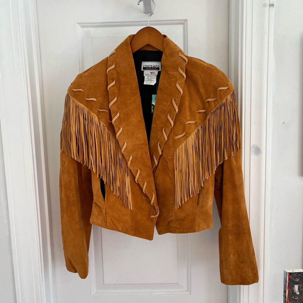 Vintage 90’s Contempo Casuals Genuine Suede Western Style Fringe Jacket NWT